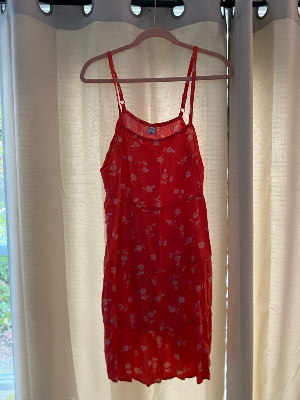 Old Navy Red Floral Slip Dress with Adjustable Straps